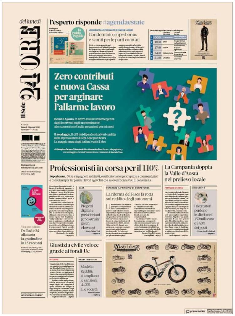 Portada de Il Sole 24 ORE (Italia)