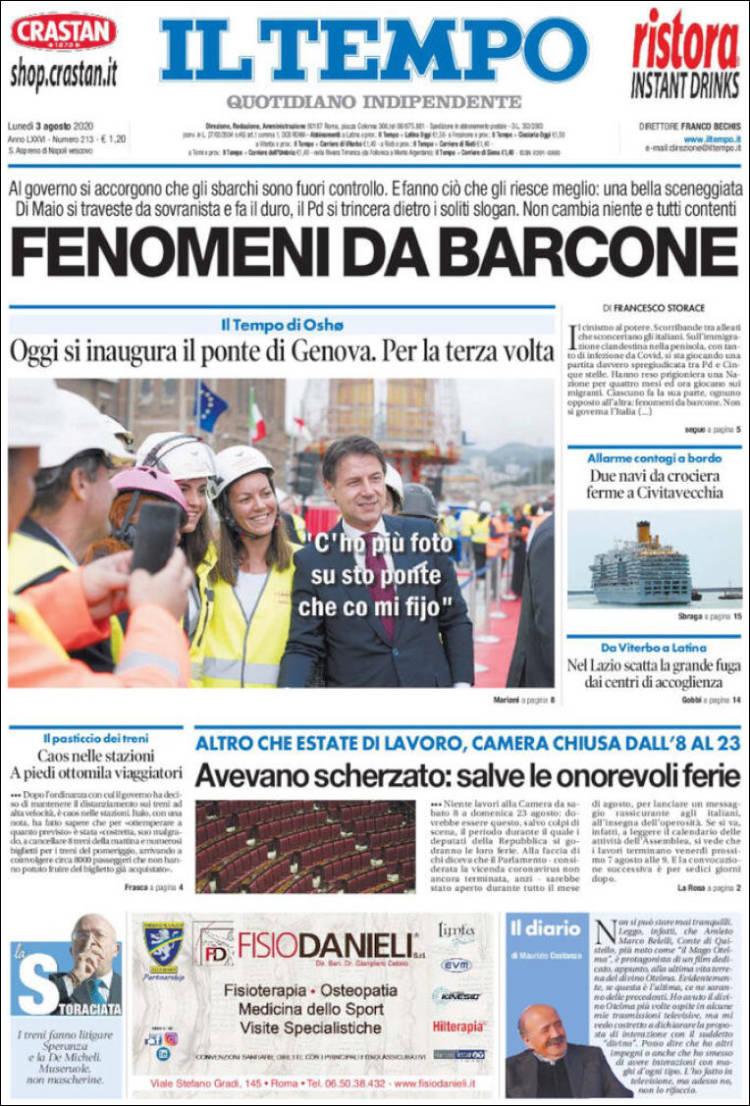 Portada de Il Tempo (Italia)