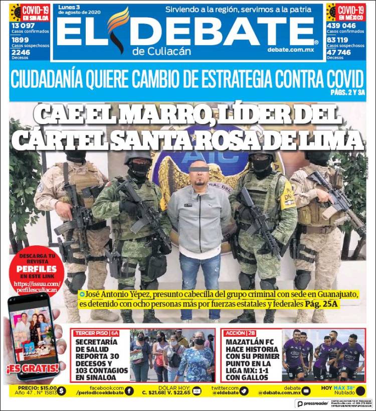 Portada de El Debate de Culiacán (Mexico)