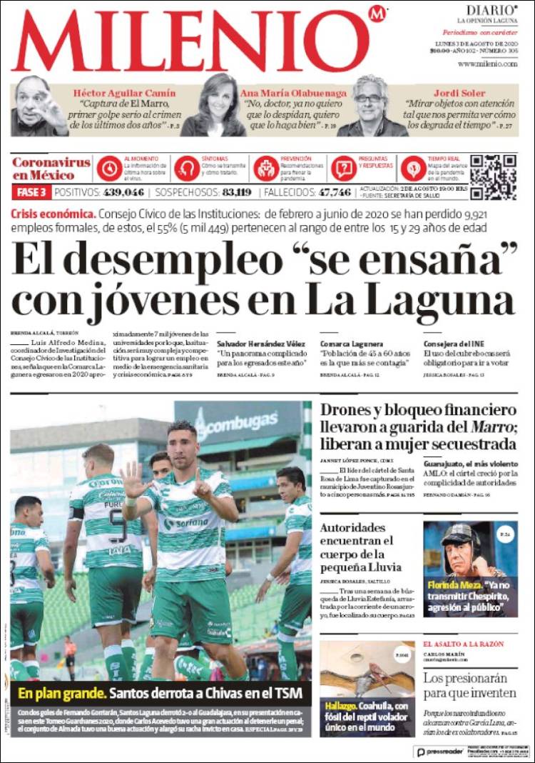 Portada de Milenio - Laguna (Mexico)