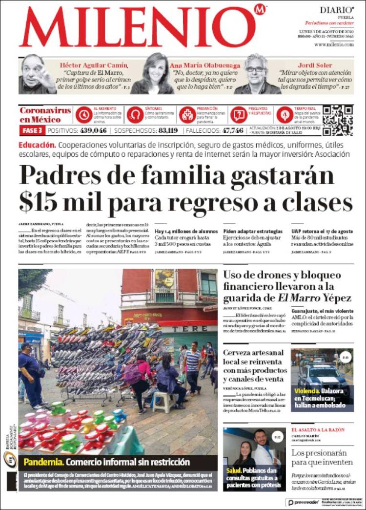 Portada de Milenio de Puebla (México)