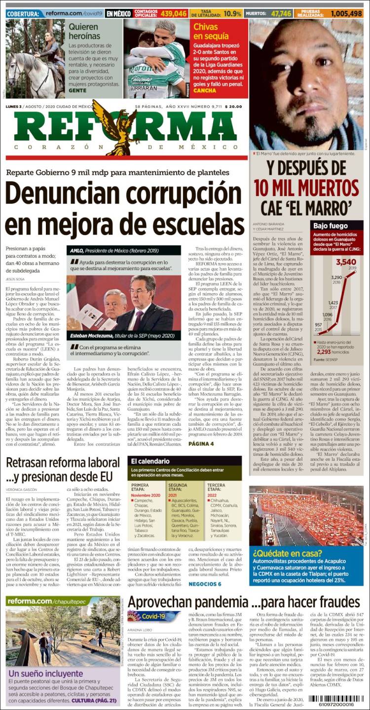 Portada de Reforma (México)