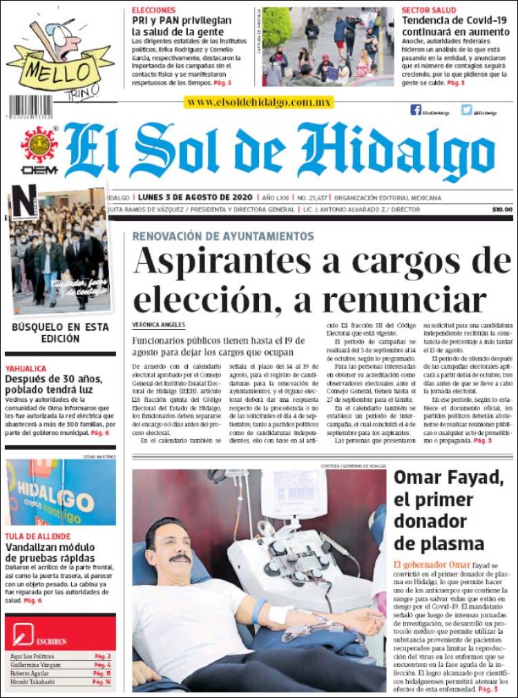 Portada de El Sol de Hidalgo (Mexico)