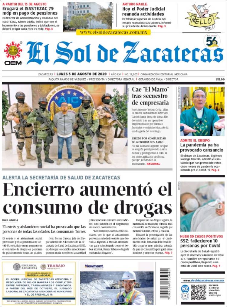 Portada de El Sol de Zacatecas (Mexico)