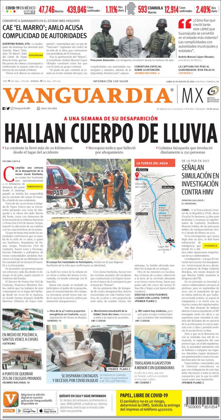 Portada de Vanguardia (Mexico)