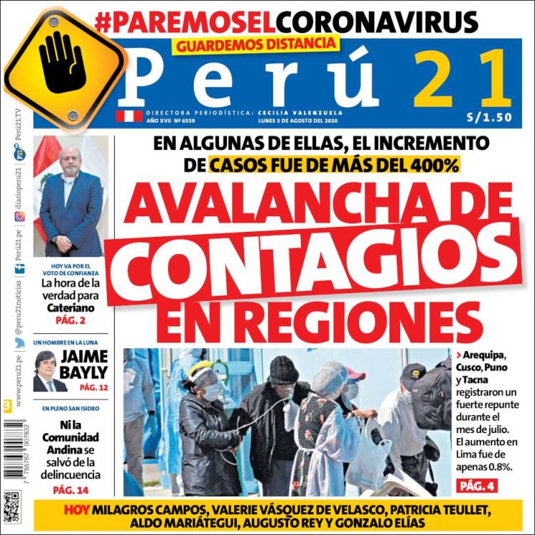 Portada de Perú 21 (Perú)