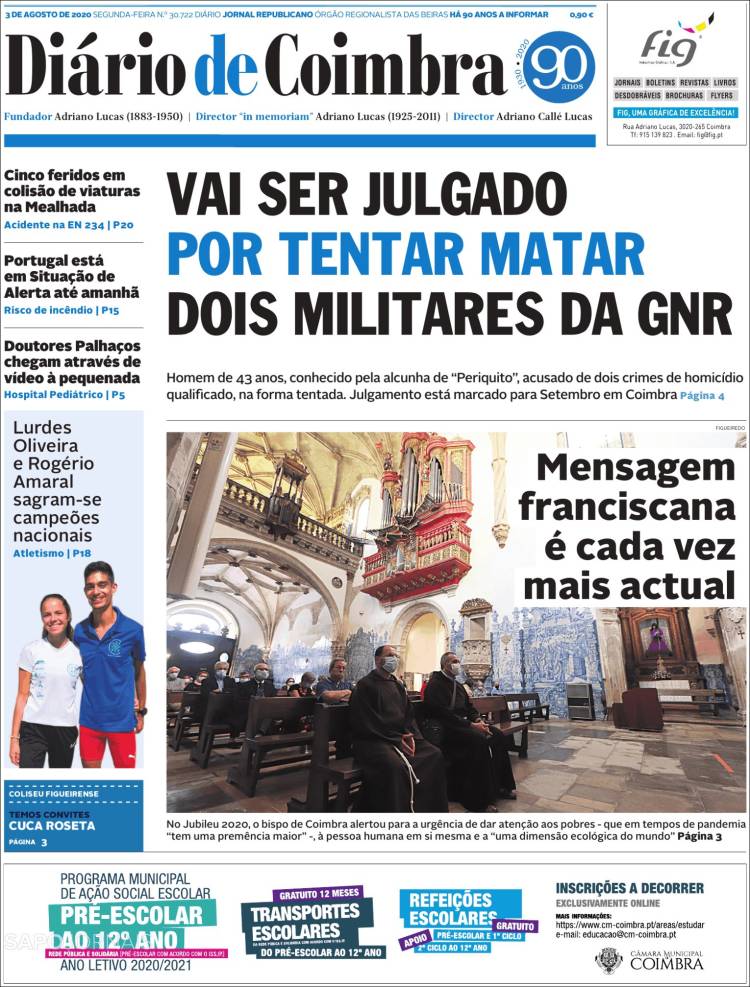 Portada de Diário de Coimbra (Portugal)
