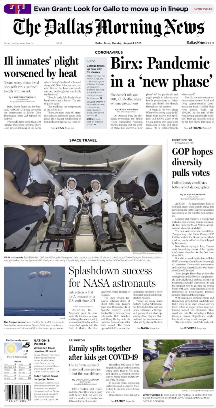 Portada de Dallas Morning News (USA)