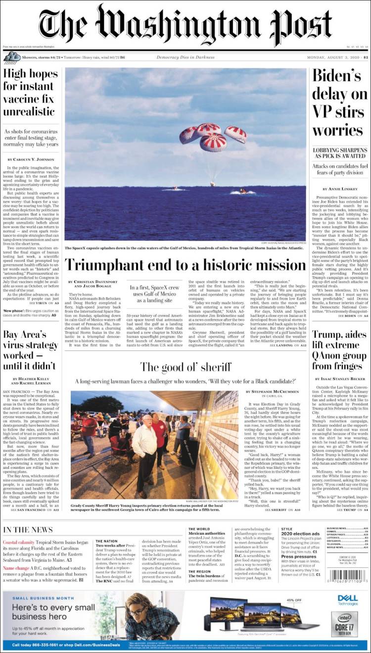 Portada de The Washington Post (USA)