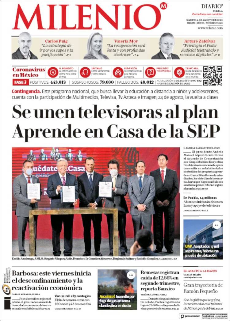 Portada de Milenio de Puebla (México)