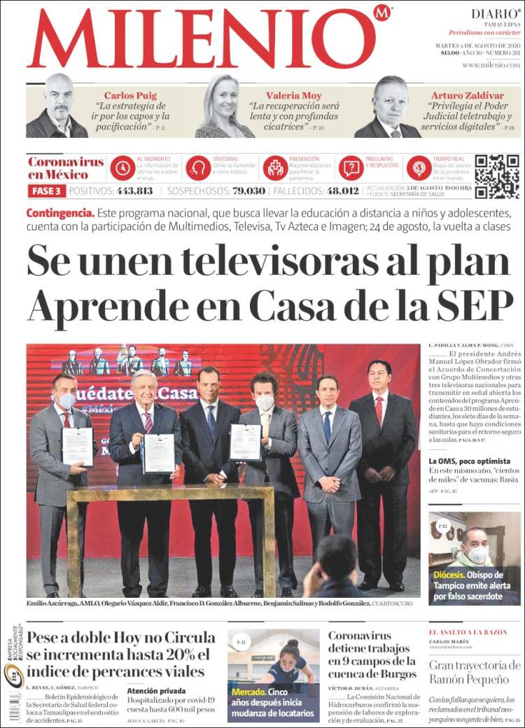 Portada de Milenio - Tamaulipas (México)