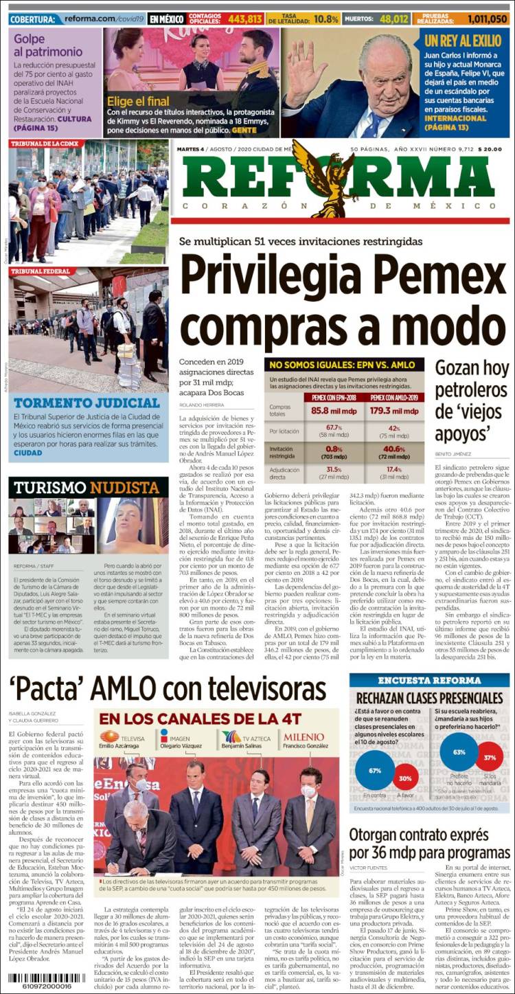 Portada de Reforma (México)