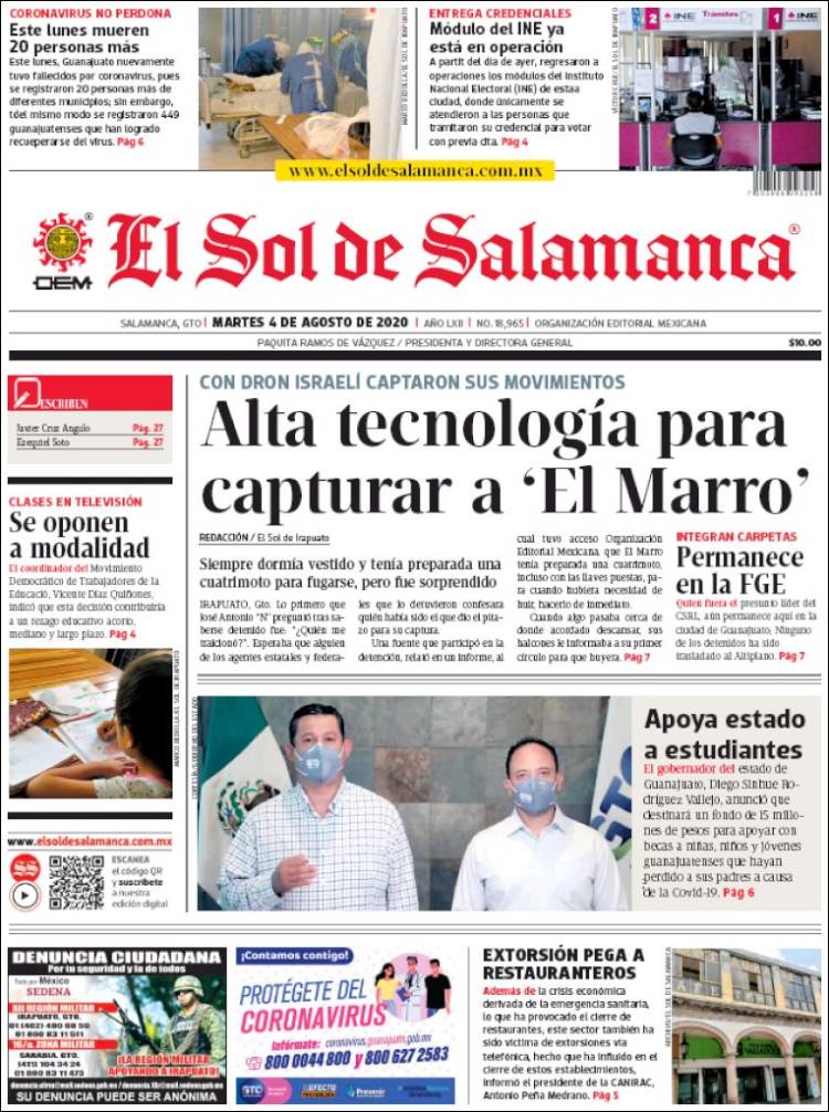 Portada de El Sol de Salamanca (México)