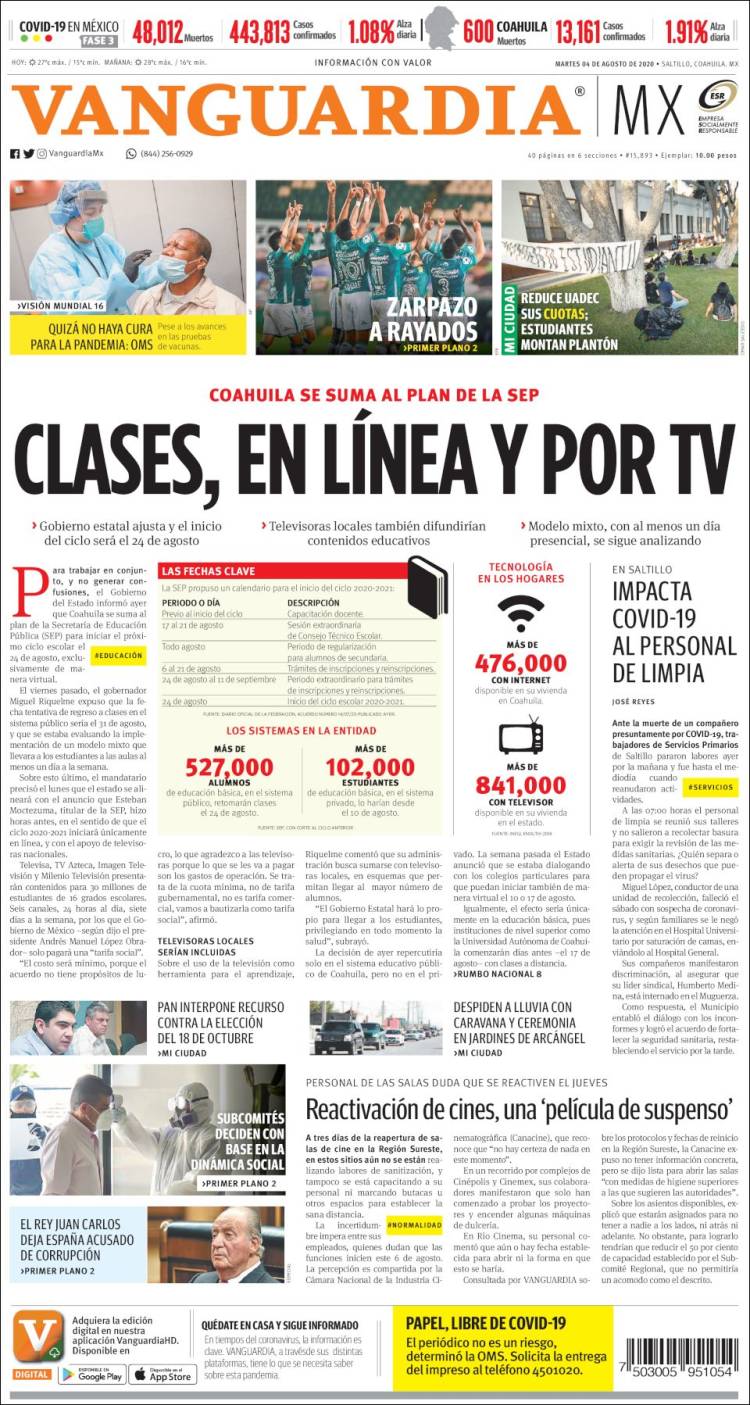 Portada de Vanguardia (México)