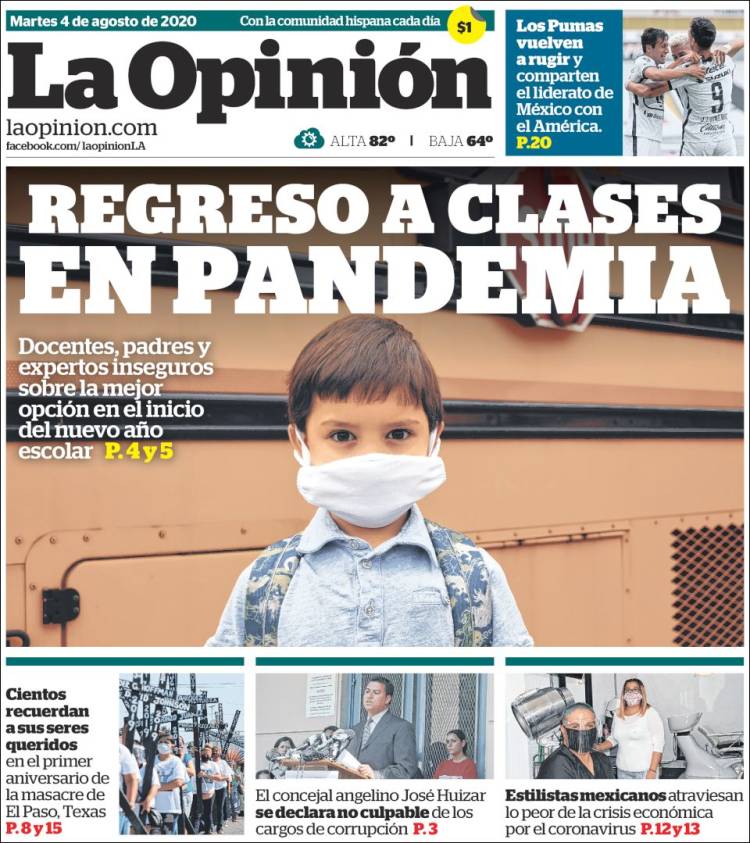 Portada de La Opinión (USA)