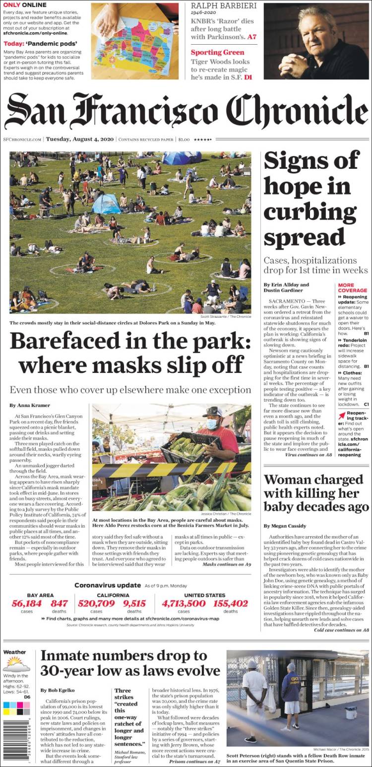 Portada de San Francisco Chronicle (USA)