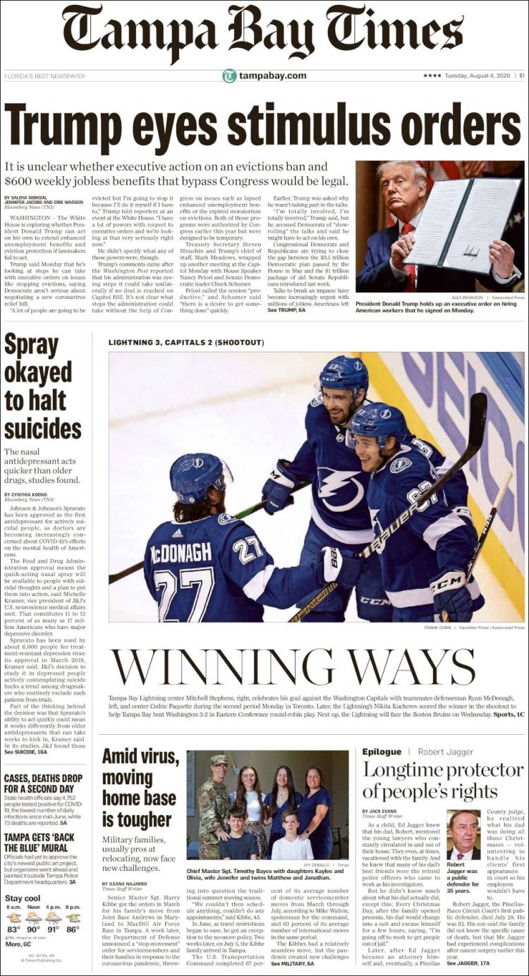 Portada de Tampa Bay Times (USA)