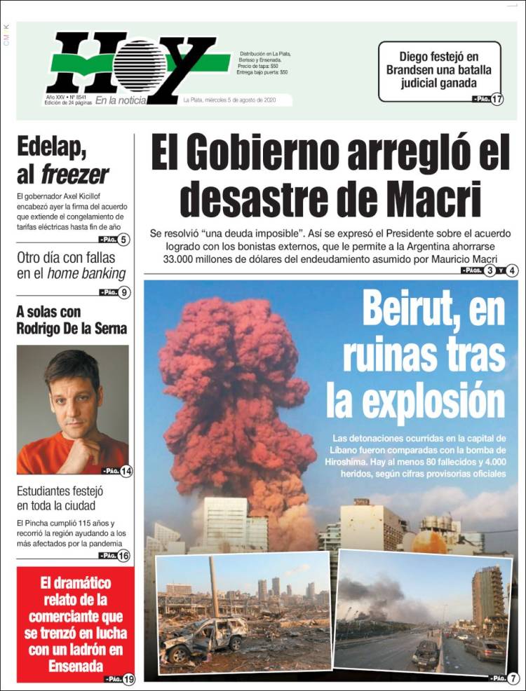 Portada de Diario Hoy (Argentina)