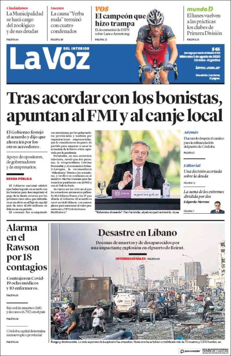 Portada de La Voz del Interior (Argentina)