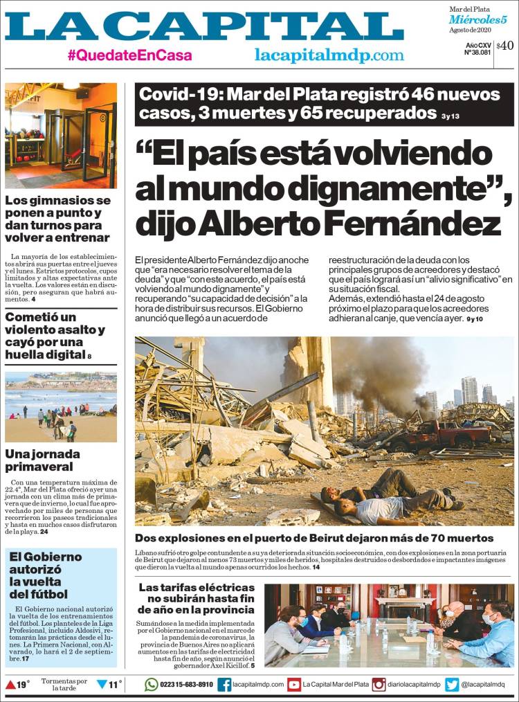 Portada de Diario La Capital - Mar del Plata (Argentina)