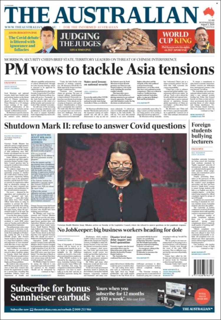 Portada de The Australian (Australia)