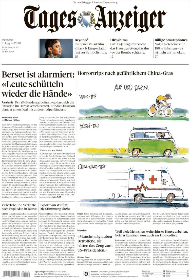 Portada de Tages-Anzeiger (Suiza)