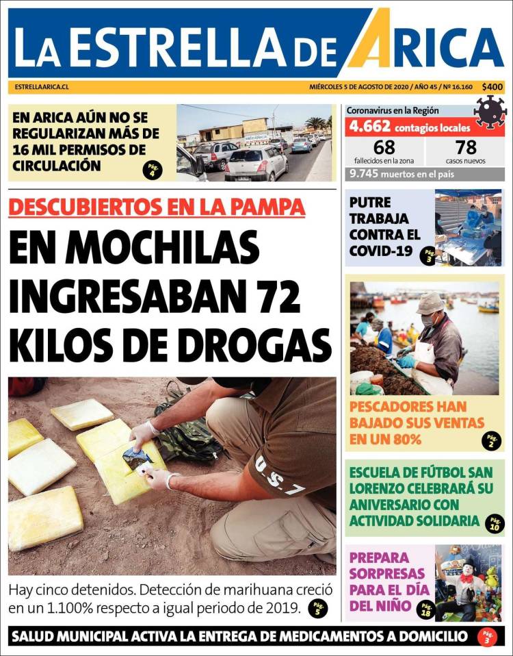 Portada de La Estrella de Arica (Chile)