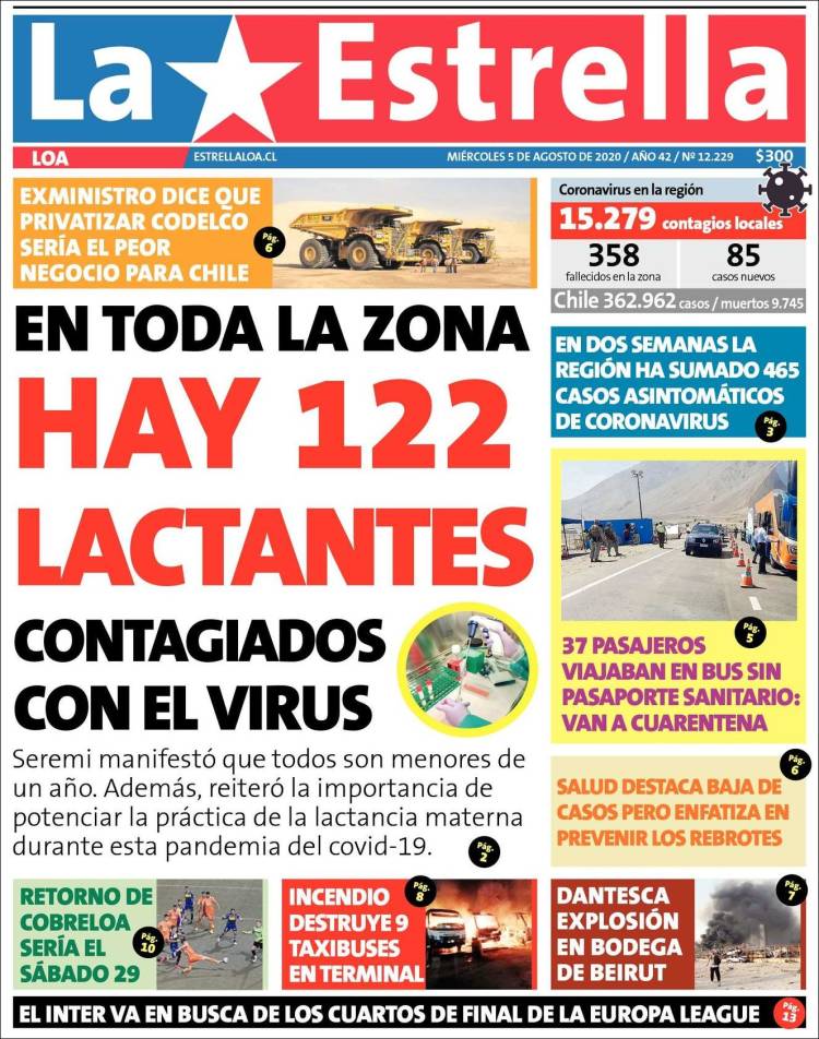 Portada de La Estrella de Loa (Chile)