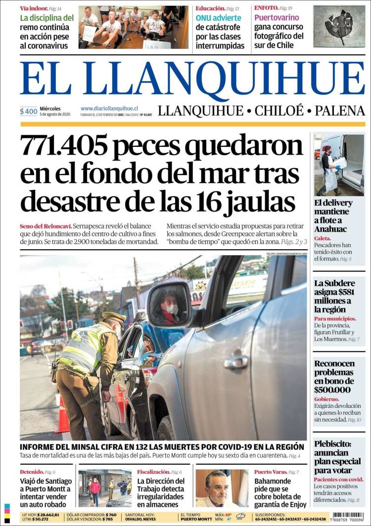 Portada de El Llanquihue (Chile)