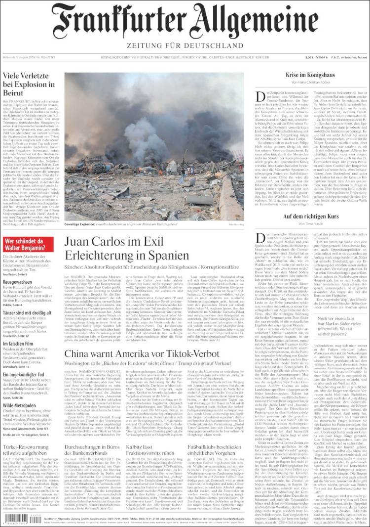 Portada de Frankfurter Allgemeine (Alemania)