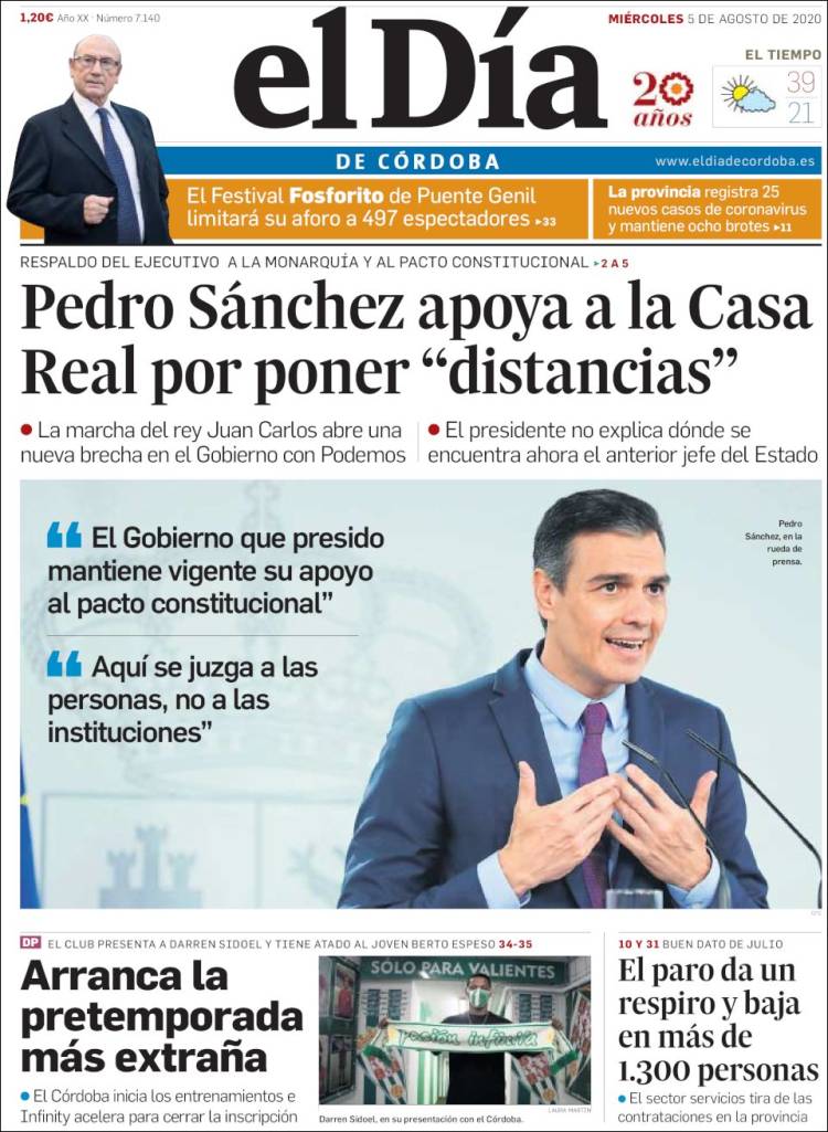 Portada de El Día de Córdoba (Espa&ntilde;a)