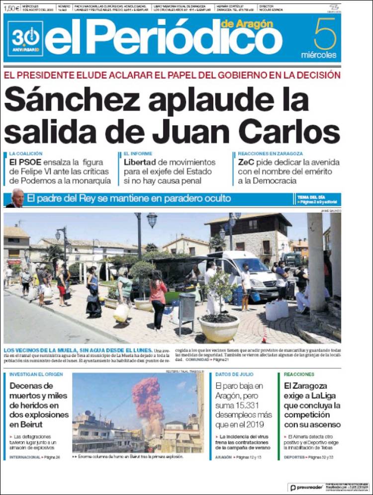 Portada de El Periódico de Aragón (Espa&ntilde;a)