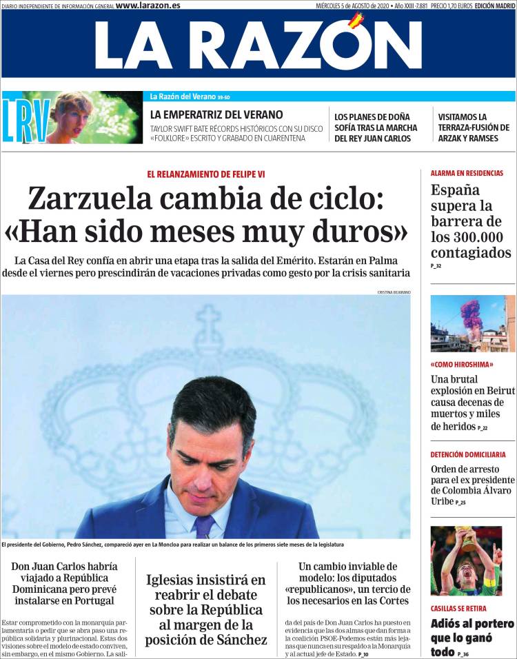 Portada de La Razón (Espa&ntilde;a)
