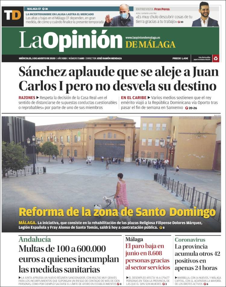 Portada de La Opinión de Málaga (Espa&ntilde;a)