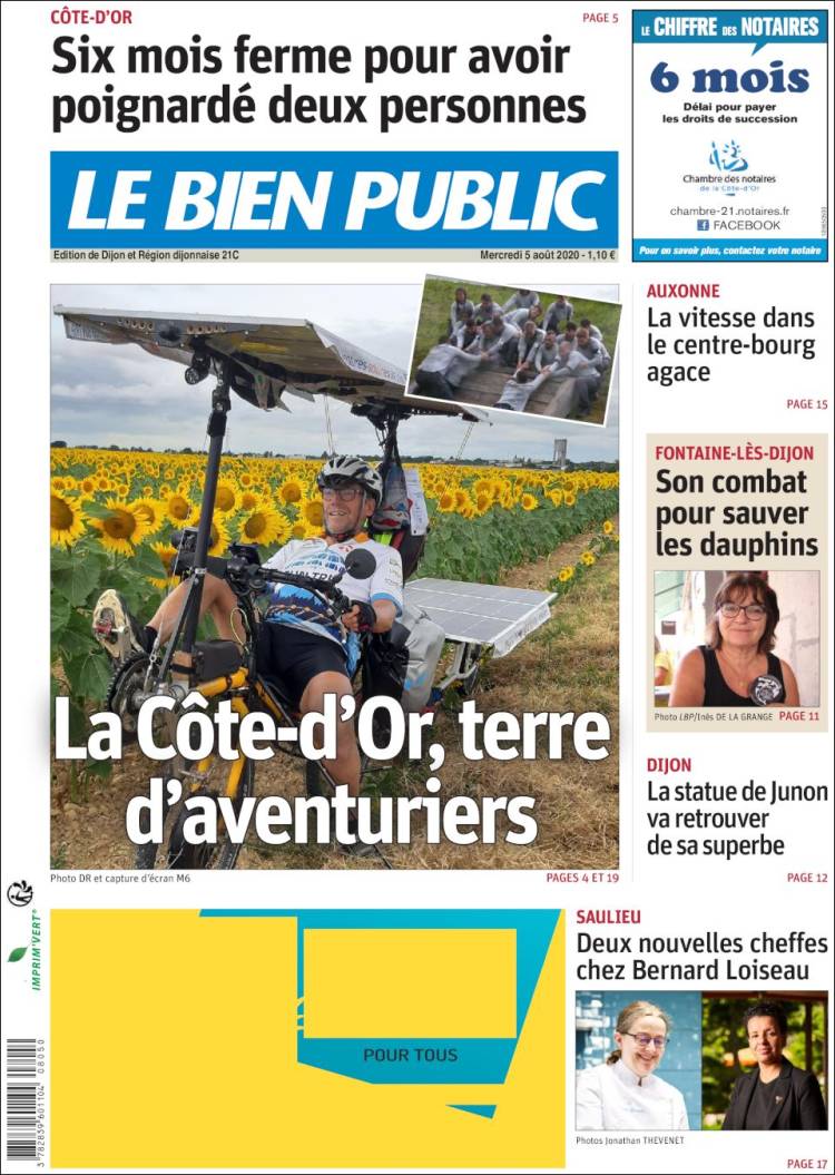 Portada de Le Bien Public (Francia)