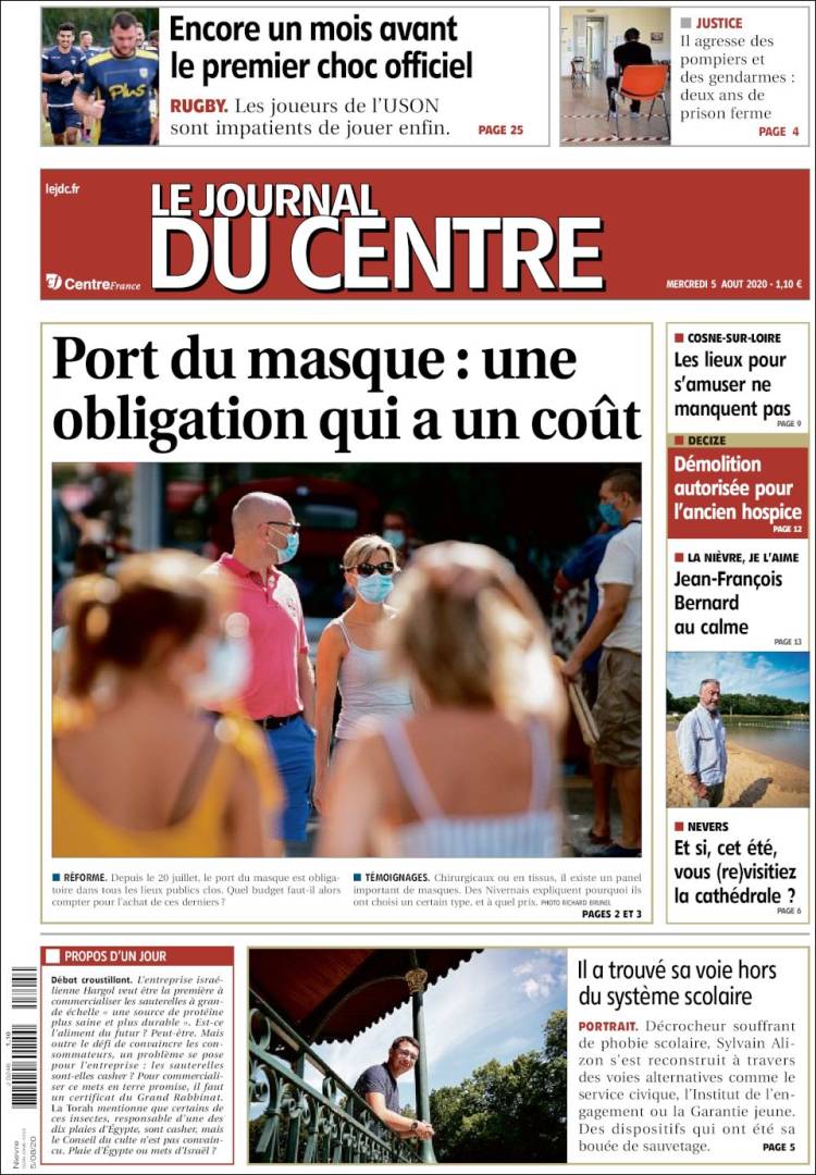 Portada de Le Journal du Centre (Francia)