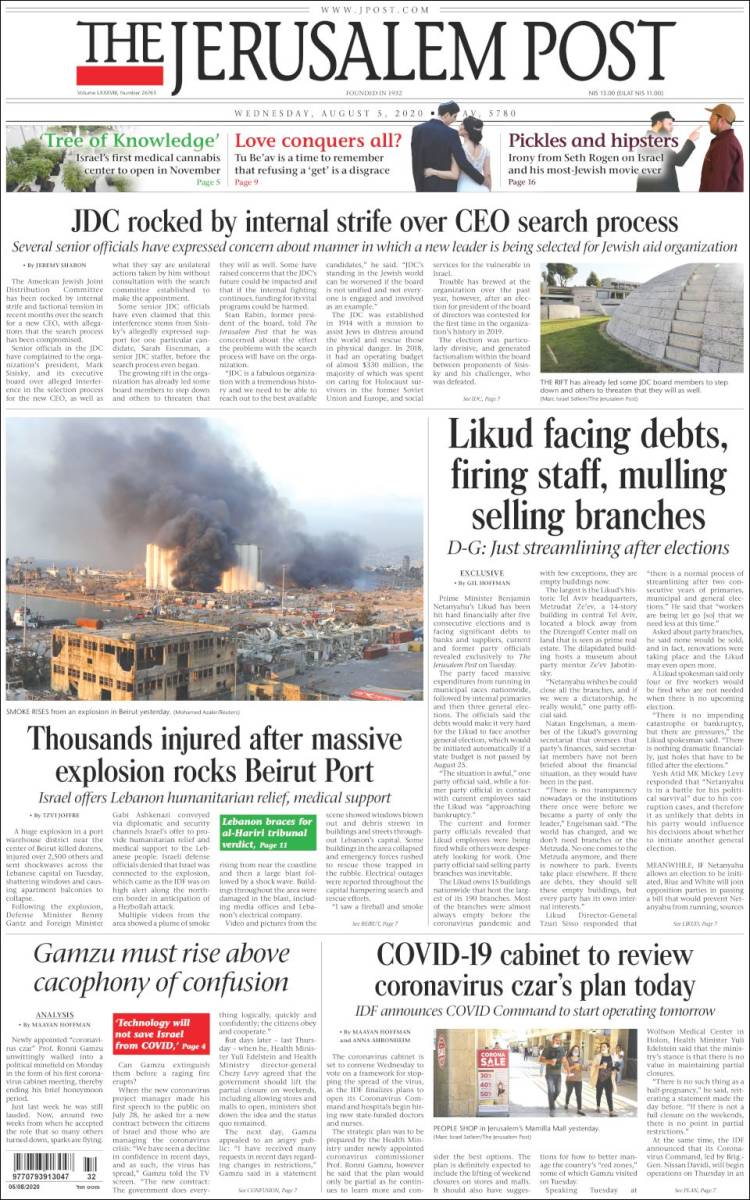 Portada de The Jerusalem Post (Israel)