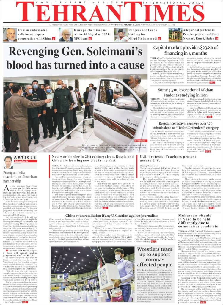 Portada de TehranTimes (Ir&aacute;n)