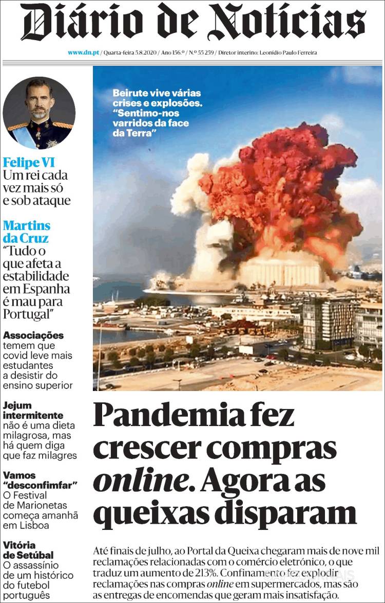 Portada de Diário de Noticias (Portugal)