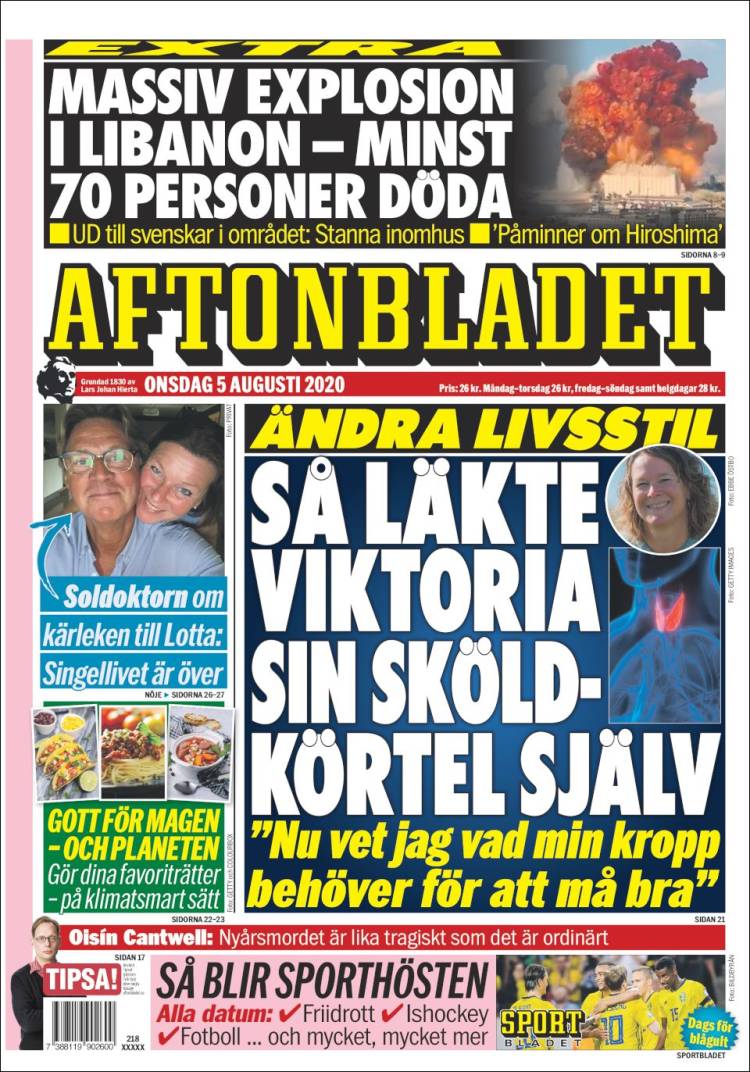 Portada de Aftonbladet (Suecia)