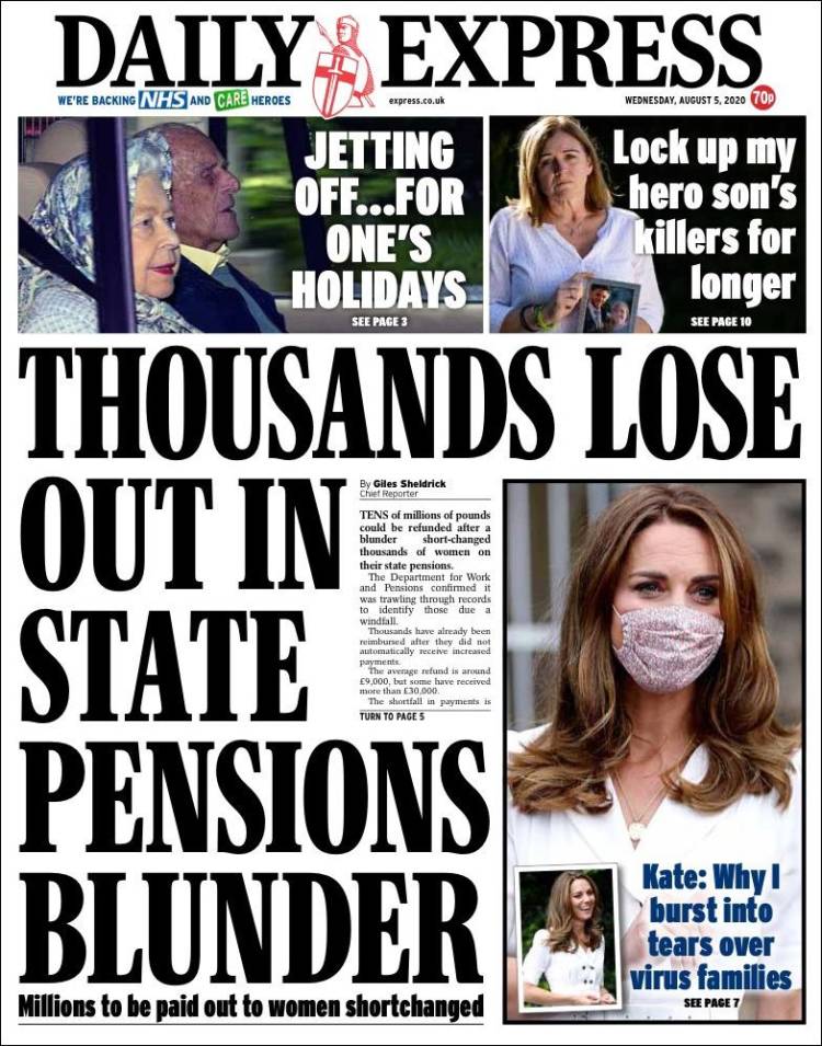 Portada de Daily Express (Reino Unido)