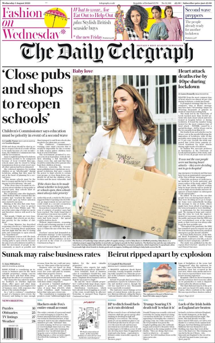 Portada de Daily Telegraph (Reino Unido)