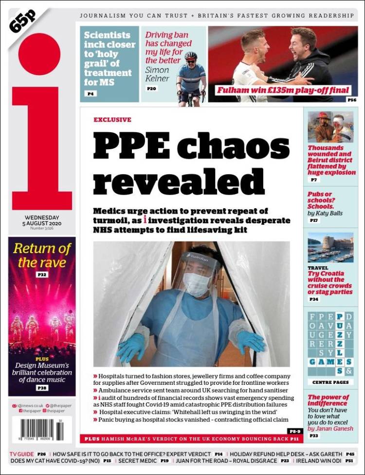 Portada de The i (Reino Unido)