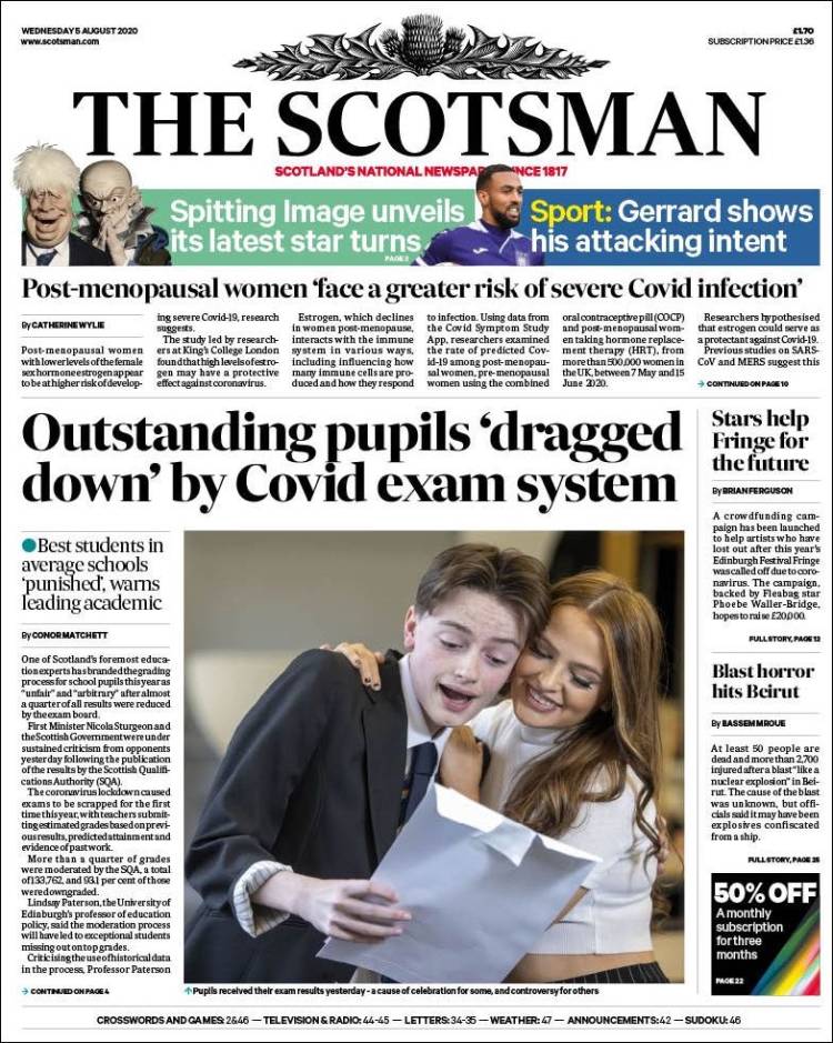 Portada de The Scotsman (Reino Unido)