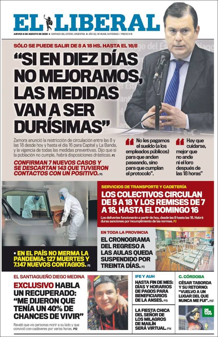 Portada de Diario El Liberal (Argentina)