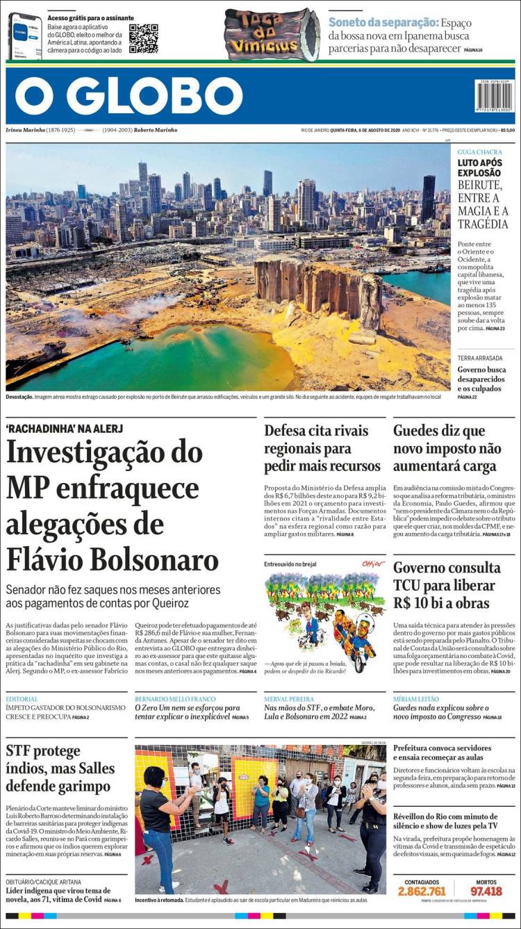 Portada de O Globo (Brasil)