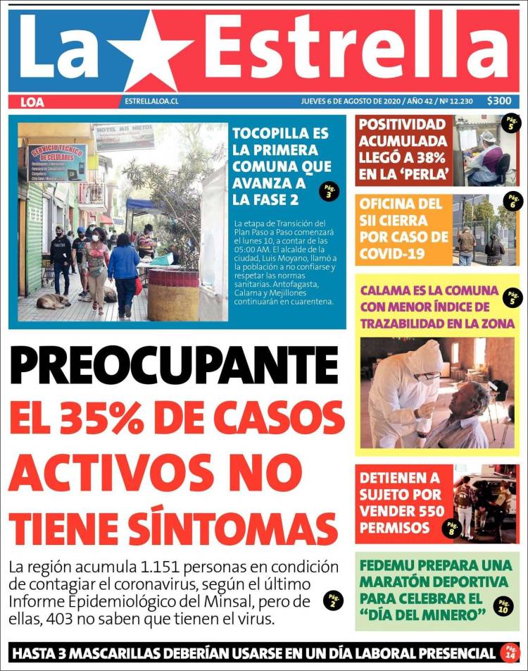 Portada de La Estrella de Loa (Chile)