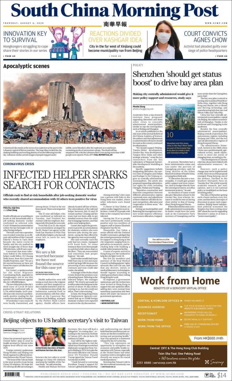 Portada de South China Morning Post (China)