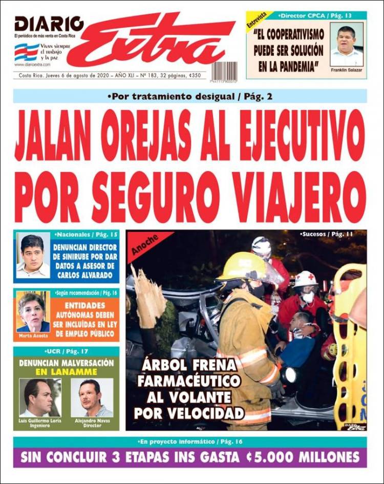 Portada de Diario Extra (Costa Rica)