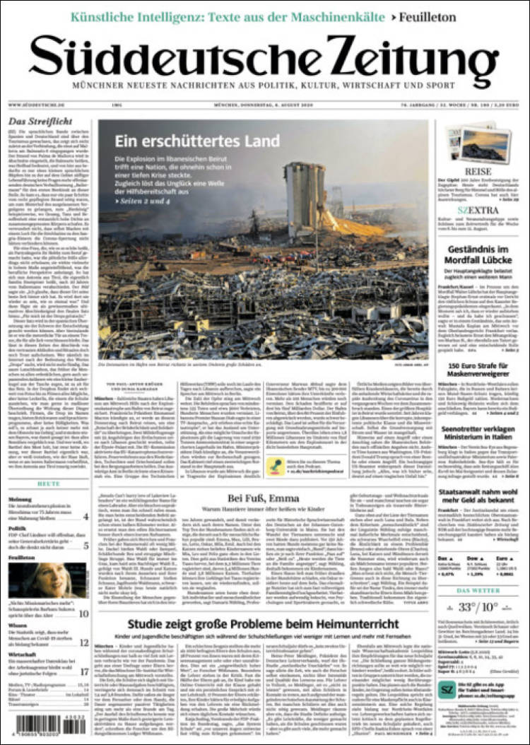 Portada de Sueddeutsche (Alemania)